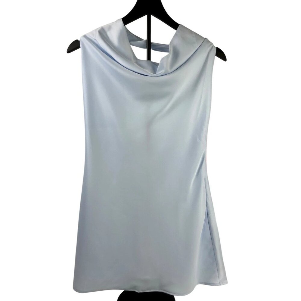 Wild Fable Women's Satin Sheath Dress Cowl Neck Sleeveless Blue Medium NWT